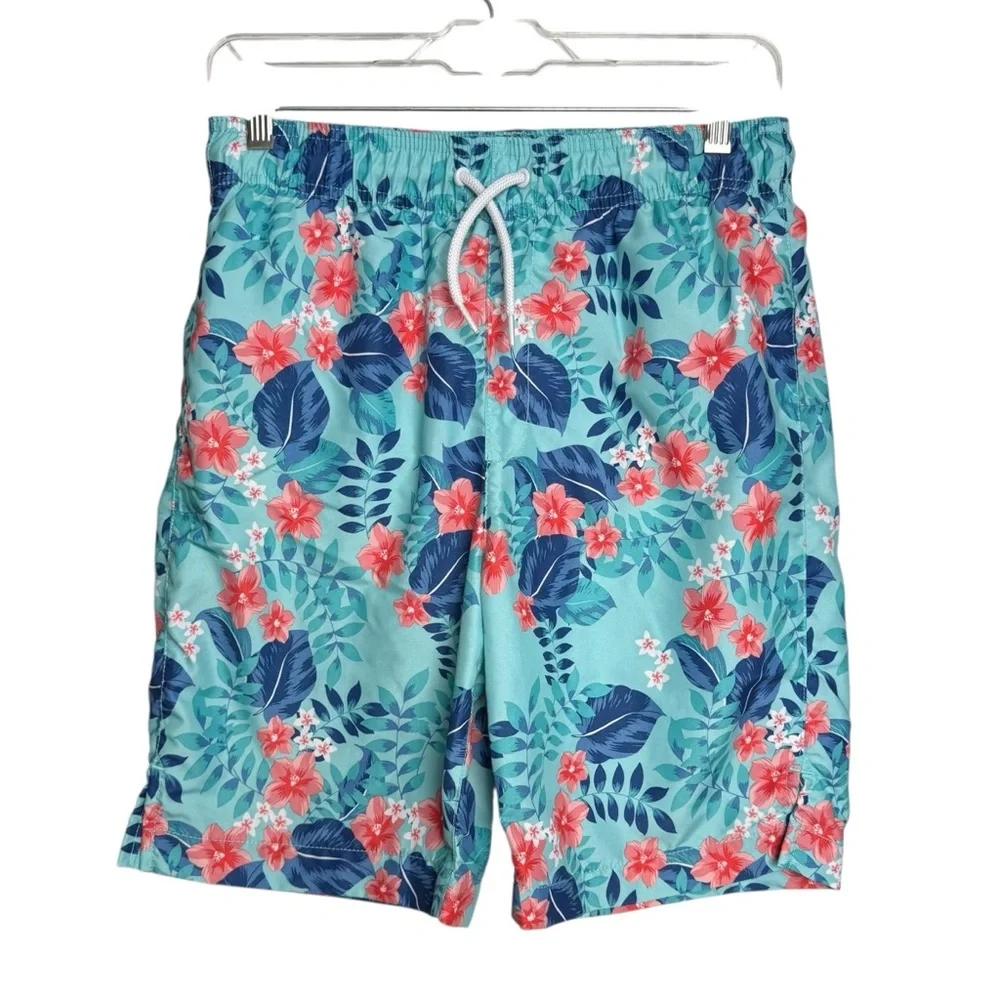 4/$25 The Children’s Place Boys Swim Trunks Size XXL 16 Blue Orange Tropical